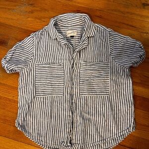 Universal Thread Blue and White Striped Button-Down Shirt